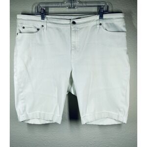 Ralph Lauren Jeans Womens Sz 18W White Denim Bermuda Jean Shorts
